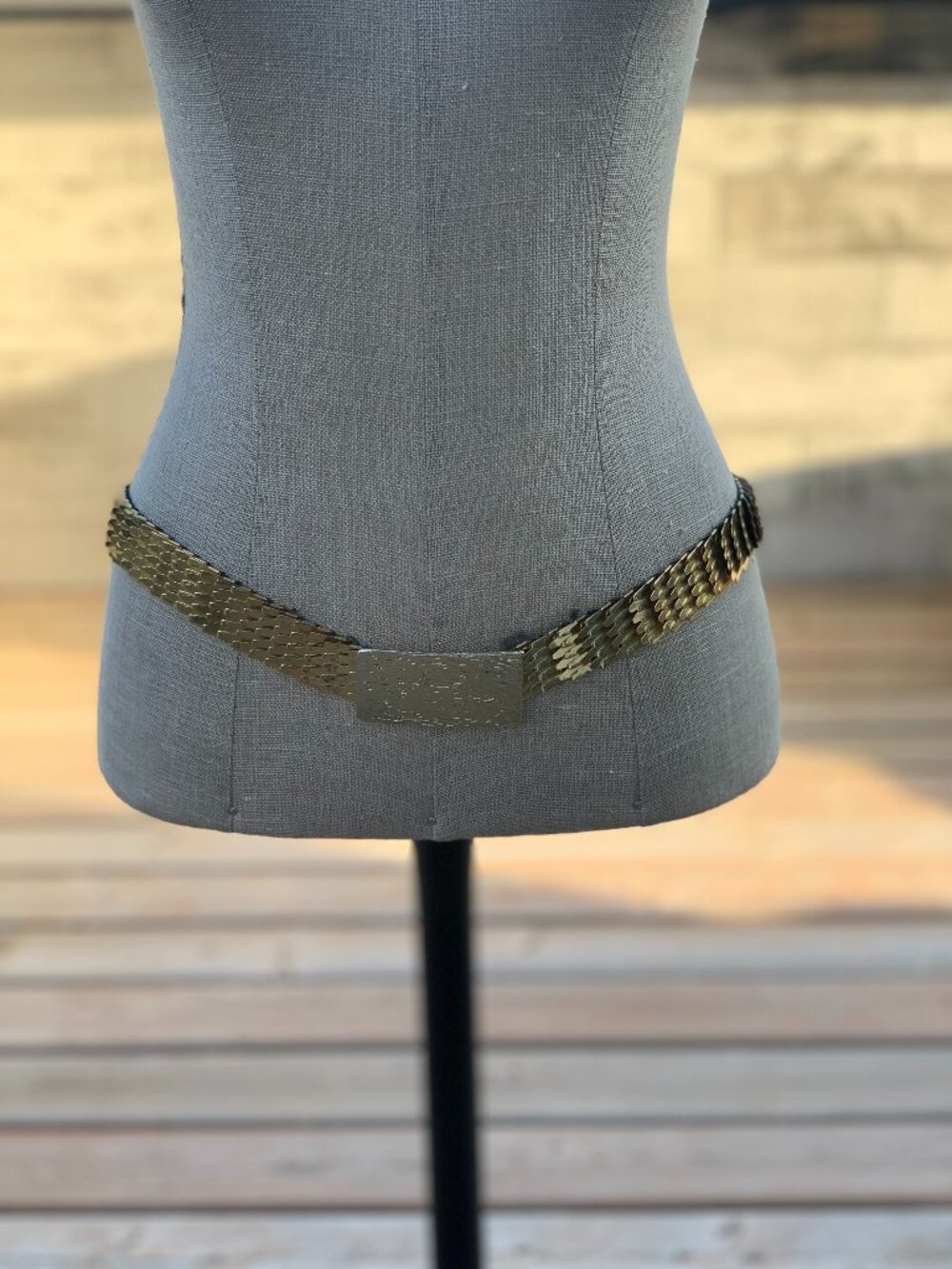 Vintage 70s Hip Waist Chain Belt Gold Toned Stretch Retro Disco Beach Festival